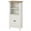 VASAGLE LIRY - Schmaler Badezimmerschrank im Landhausstil, Vintageweiß-Honigbraun, mit Türen und offenen Fächern