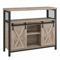 VASAGLE Sideboard im Landhausstil, Küchenschrank mit verstellbaren Ablagen, 2 Schiebetüren, 33 x 100 x 80 cm, ideal für Wohnzimmer, Greige-Schwarz