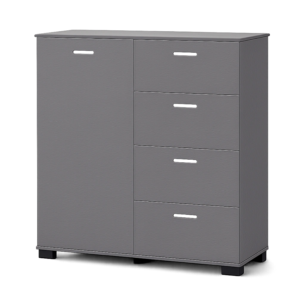 Praktischer Mehrzweckschrank mit 4 Schubladen - Dunkelgrau, 84x80x28cm