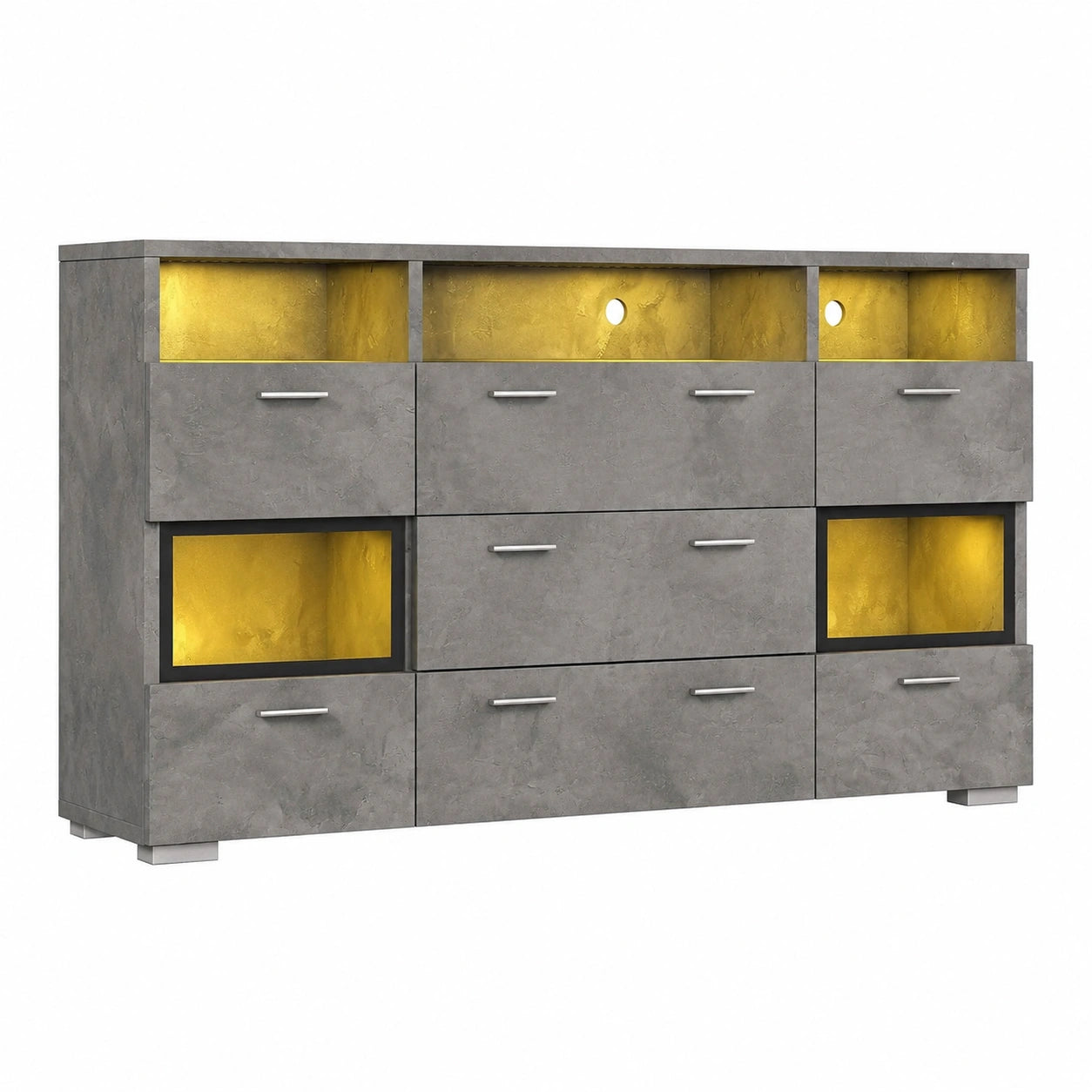 Moderner Merax Schrank mit LED, 2 Türen, 3 Schubladen und Acrylfront